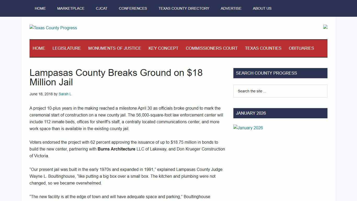 Lampasas County Breaks Ground on $18 Million Jail - Texas County Progress