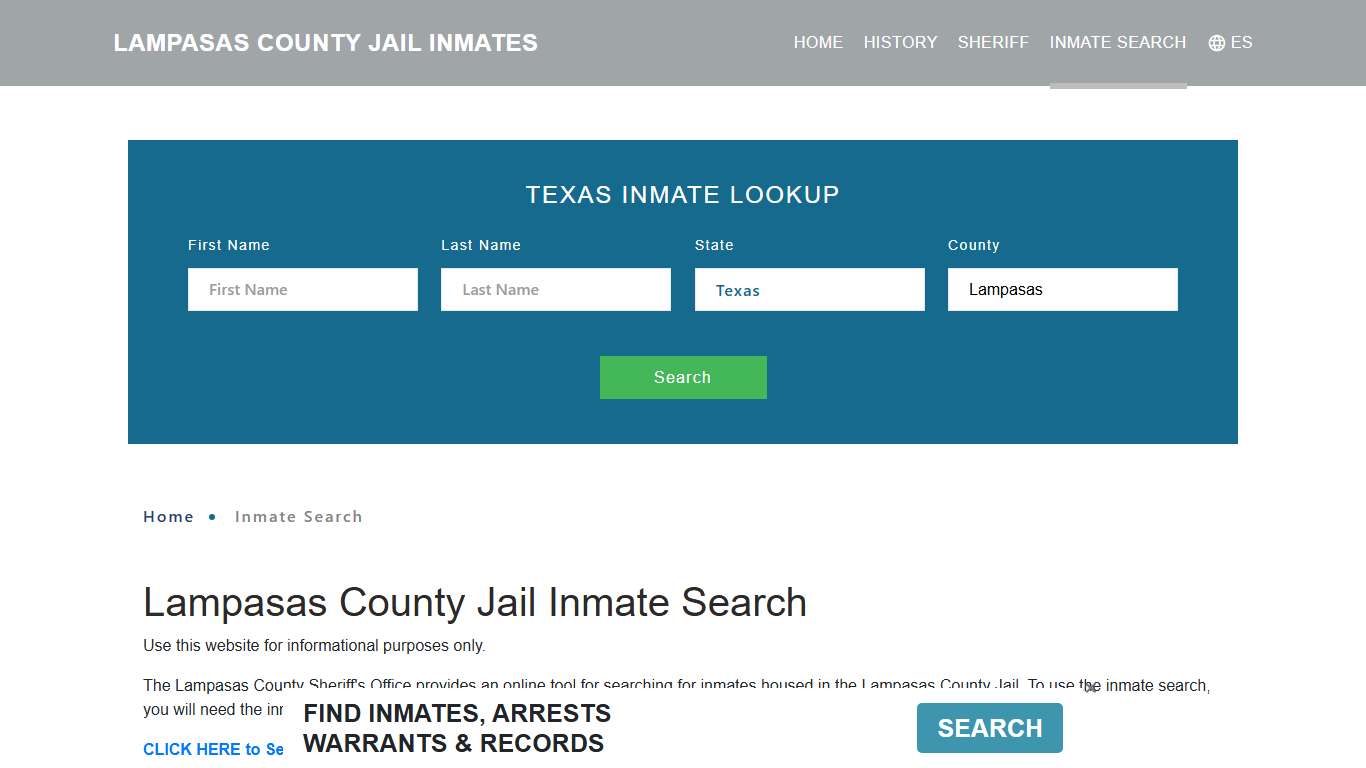 Lampasas County, TX Detainee Lookup